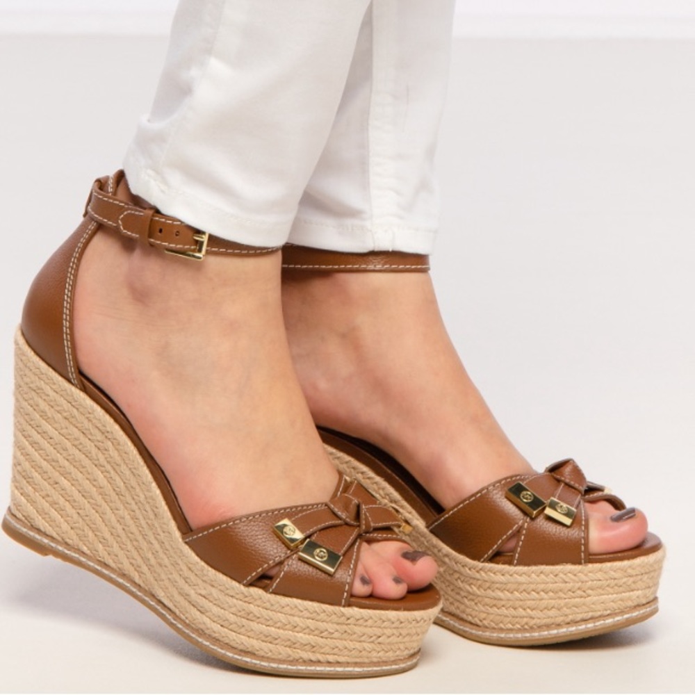 Micael Kors brown Wedge Sandals worn once. Size 11 - Picture 2 of 10
